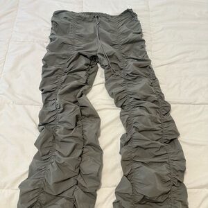 Stylish Ruched Gray Pants